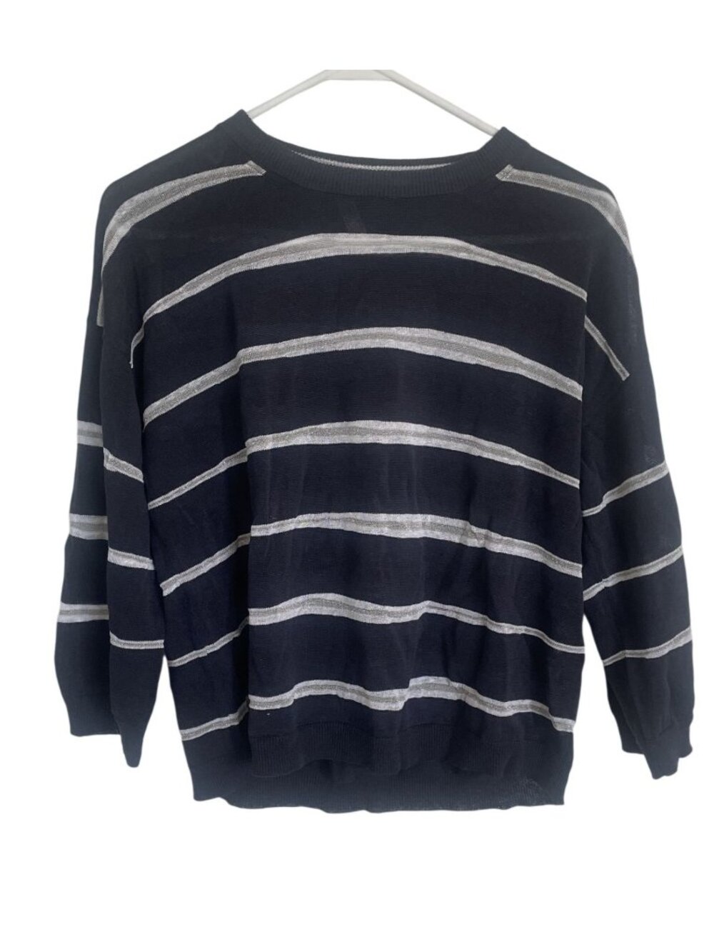 Peserico Striped Navy & White Lightweight Knit Sweater Womens Large